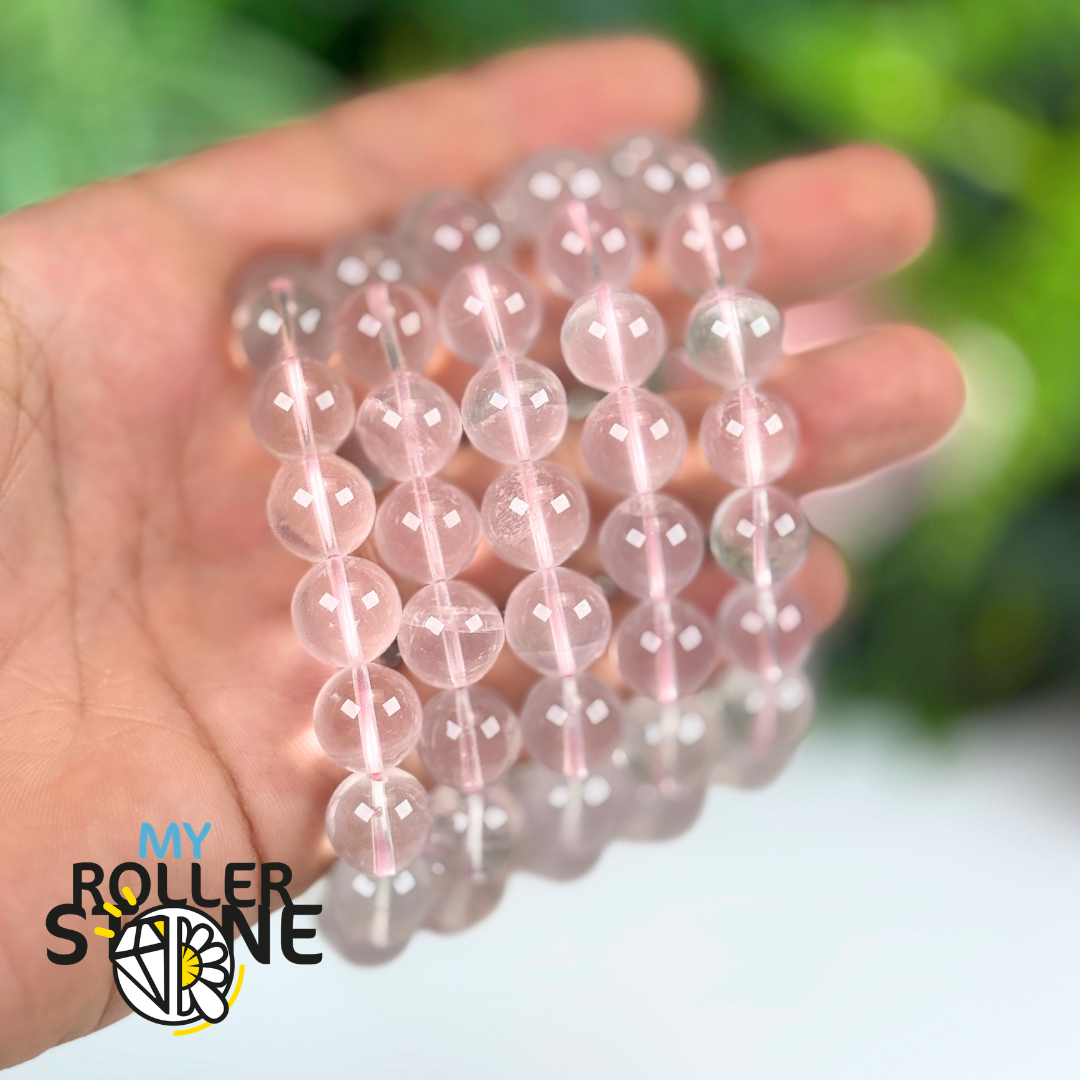 Bracelet Perle 12 MM Quartz rose Étoilé