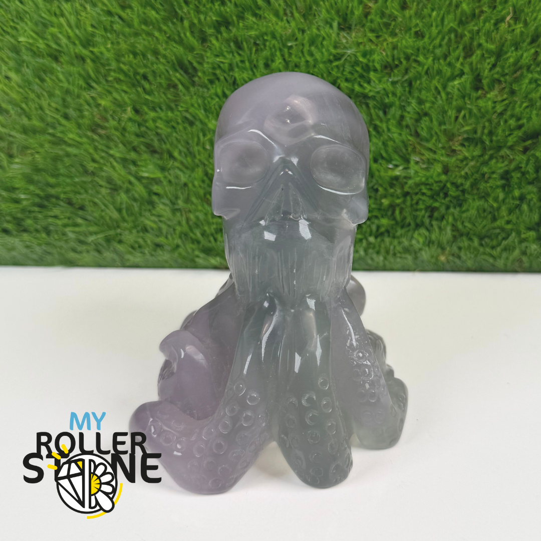 Sculpture en Fluorite Pieuvre crânes