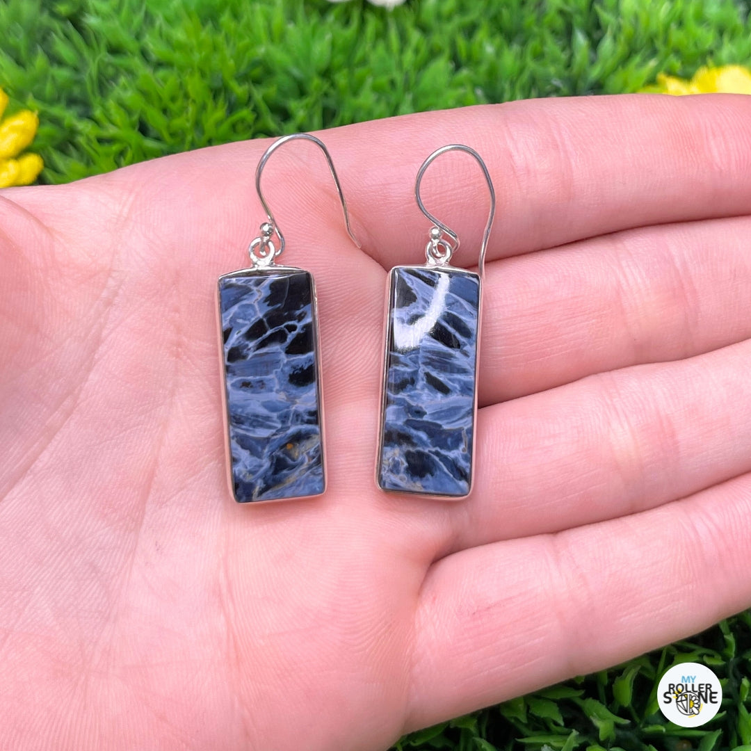 Boucles d&#39;oreilles Pietersite Bleue #1