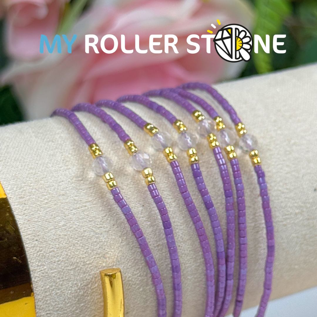 Bracelet Miyuki réglable Quartz Rose