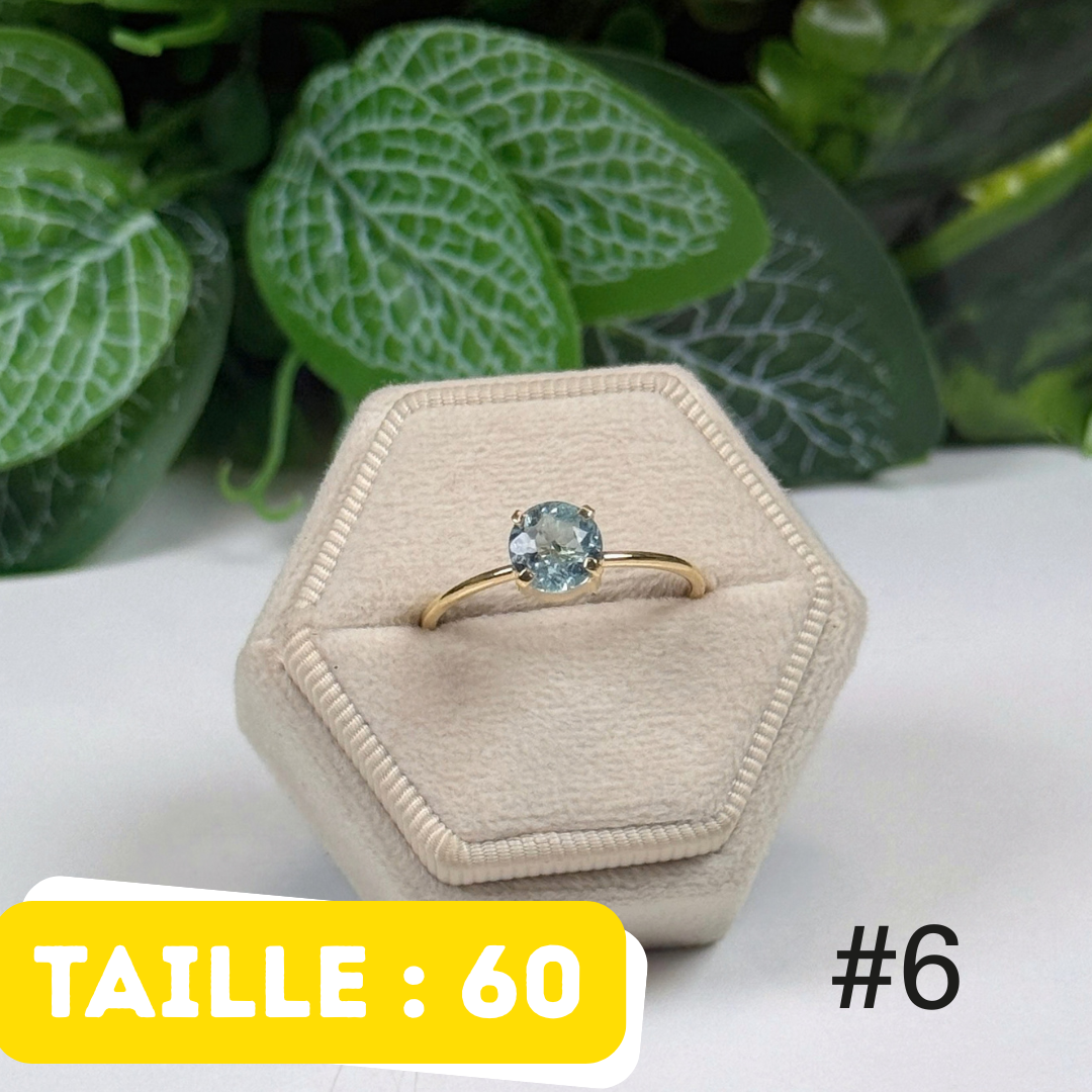Bague Aigue-Marine facettée Argent 925 Plaqué Or #6