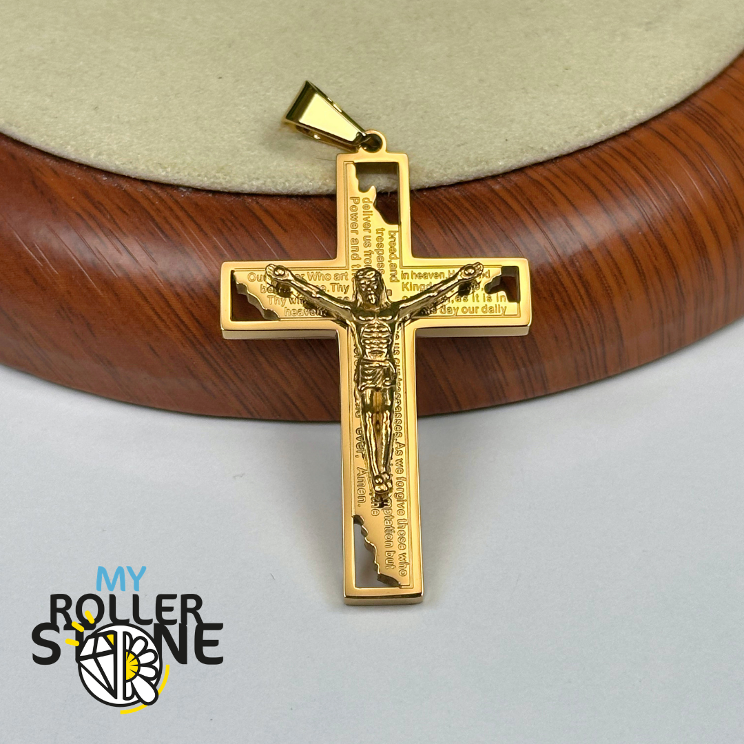 Pendentif Croix de Jésus Doré en acier inoxydable 304