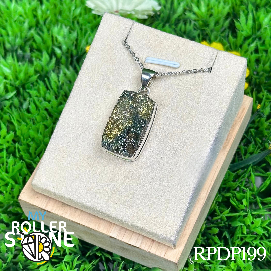 Pendentif en argent Pyrite arc en ciel 
