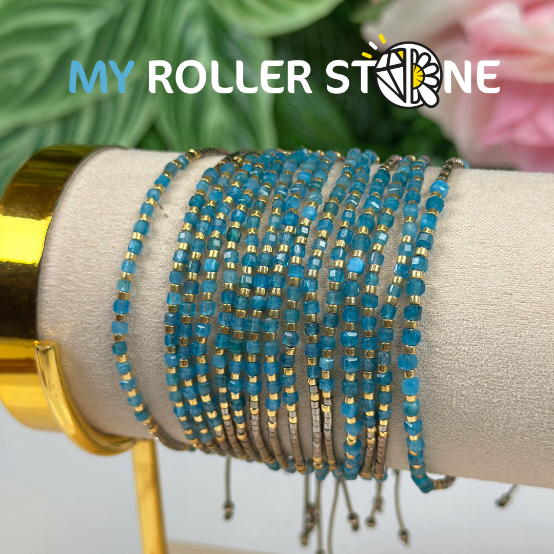 Bracelet Ajustable Apatite et Perles Miyuki