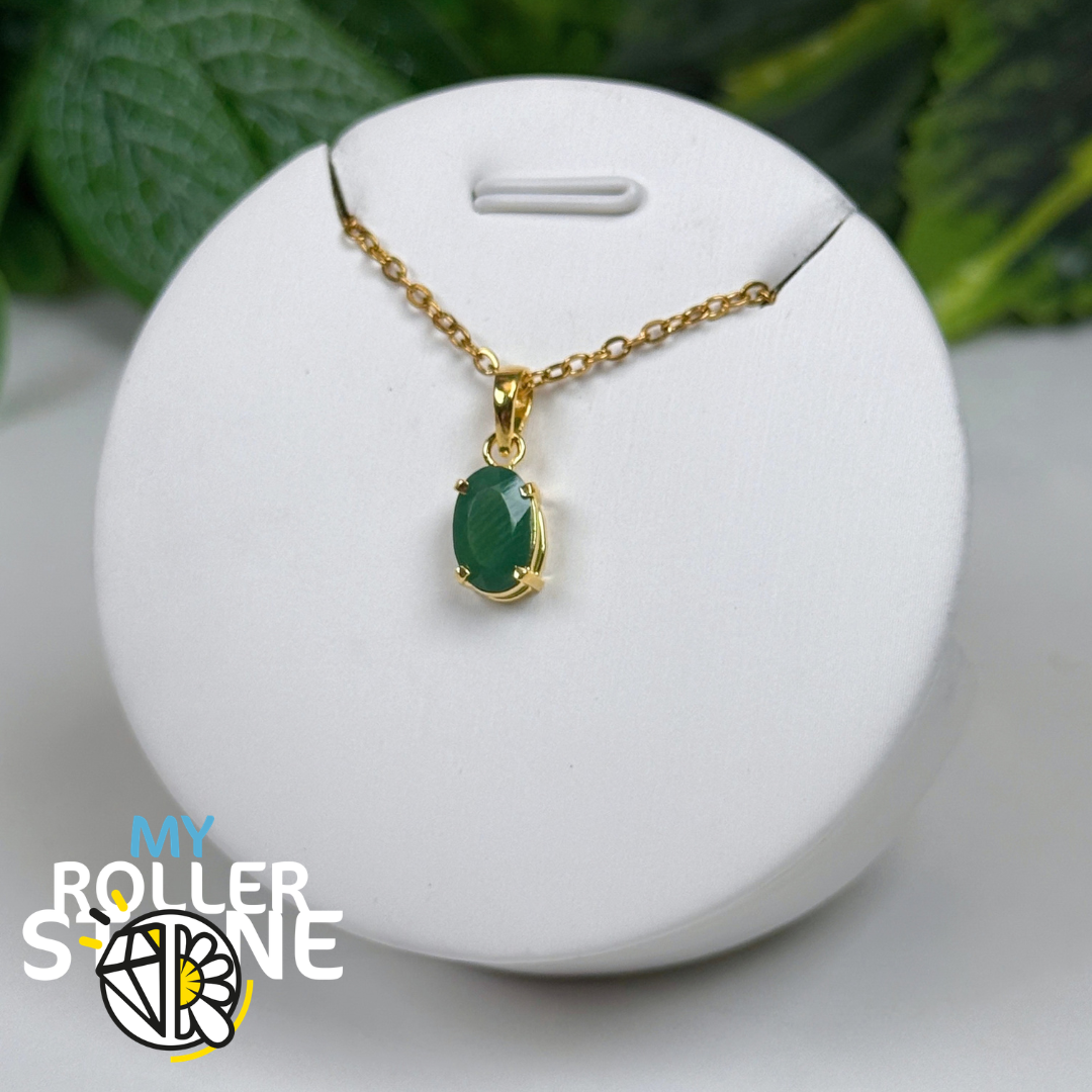 Pendentif Chrysoprase du Brésil et Argent 925 Plaqué Or #1