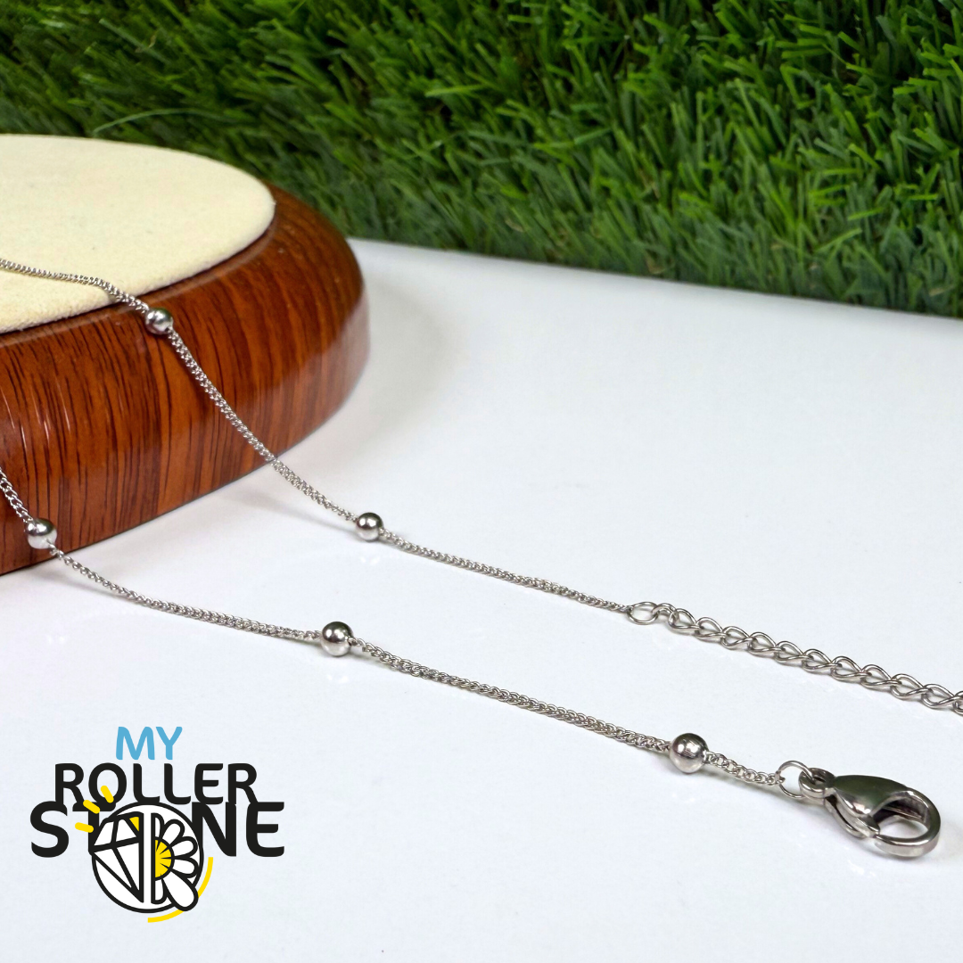 Chaine perlée en acier inoxydable