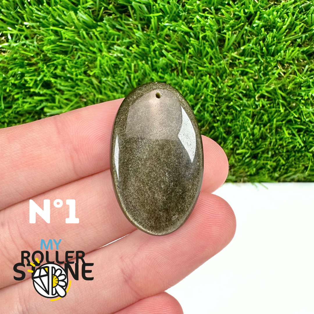 Pendentif Obsidienne dorée 5A percé