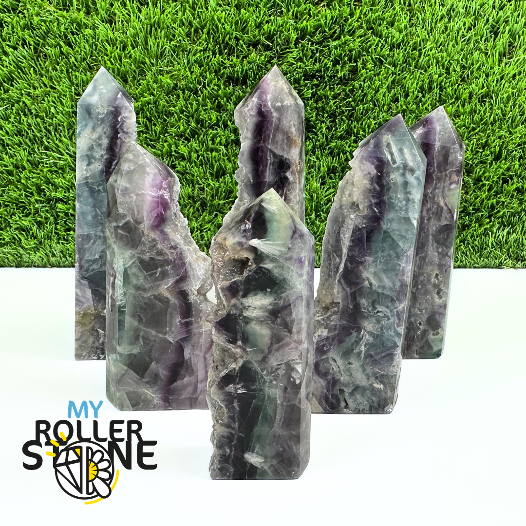 Pointes Pierre Rectangulaire Fluorite Arc-en-Ciel