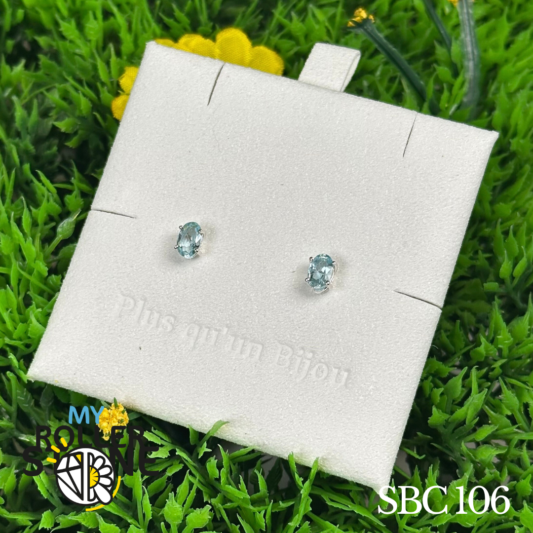 Boucles d&#39;oreilles Argent 925 Aigue Marine #SBC 106