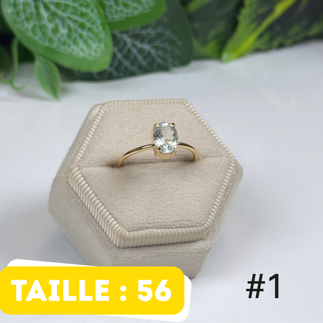 Bague Aigue-Marine facettée Argent 925 Plaqué Or #1