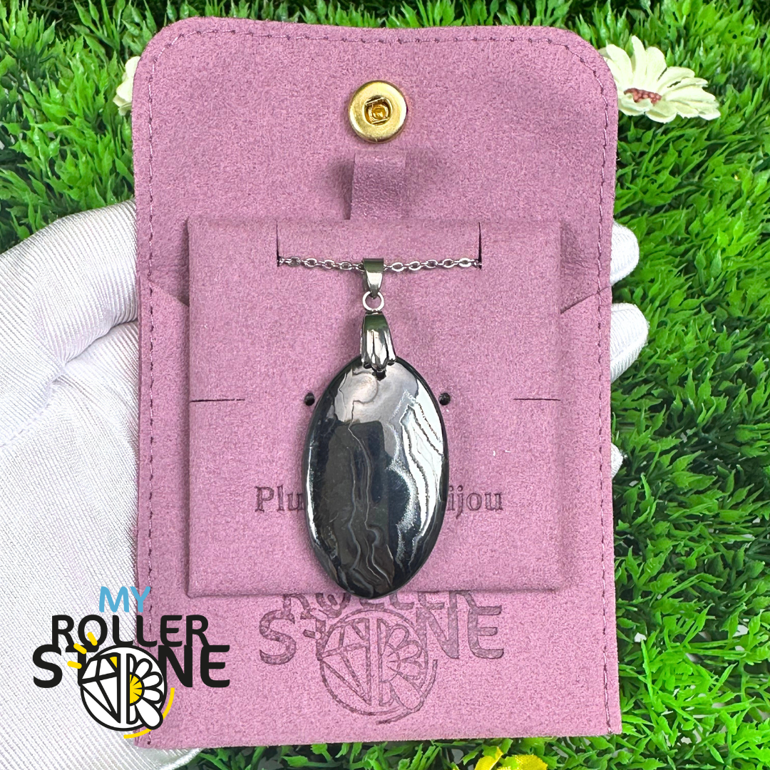 Pendentif Percé Psilomelane Argenté