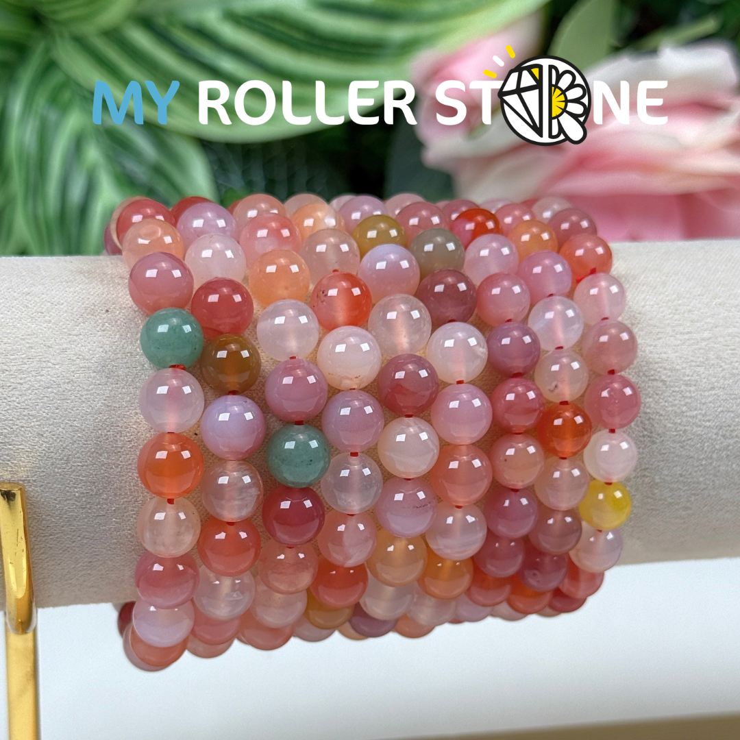 Bracelet Agate multicolore naturelle 5A