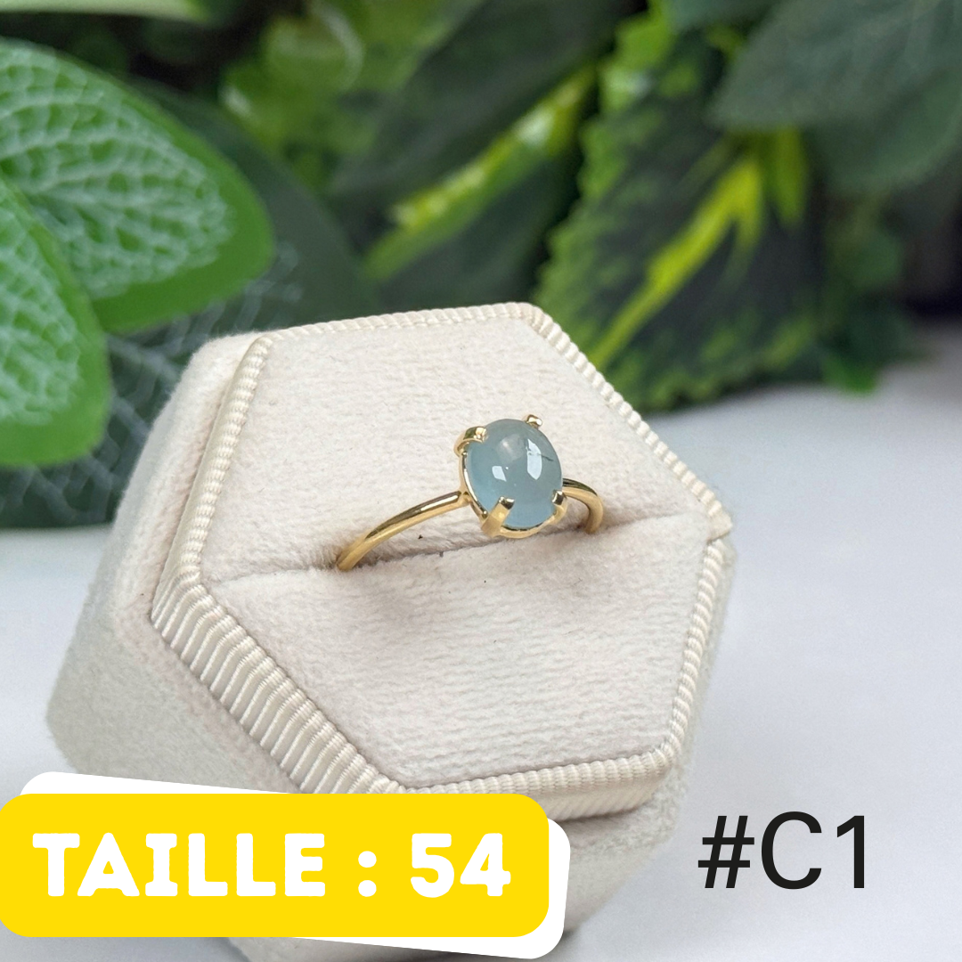 Bague Aigue-Marine Argent 925 Plaqué Or #C1