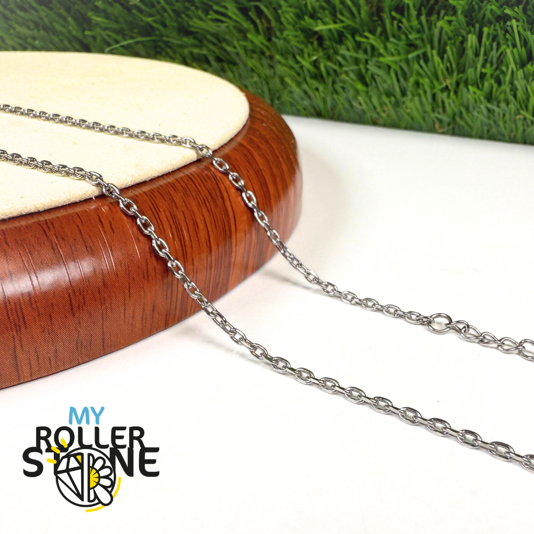 Chaîne Maillons Ovalisés Argentée en Acier Inoxydable avec Extension