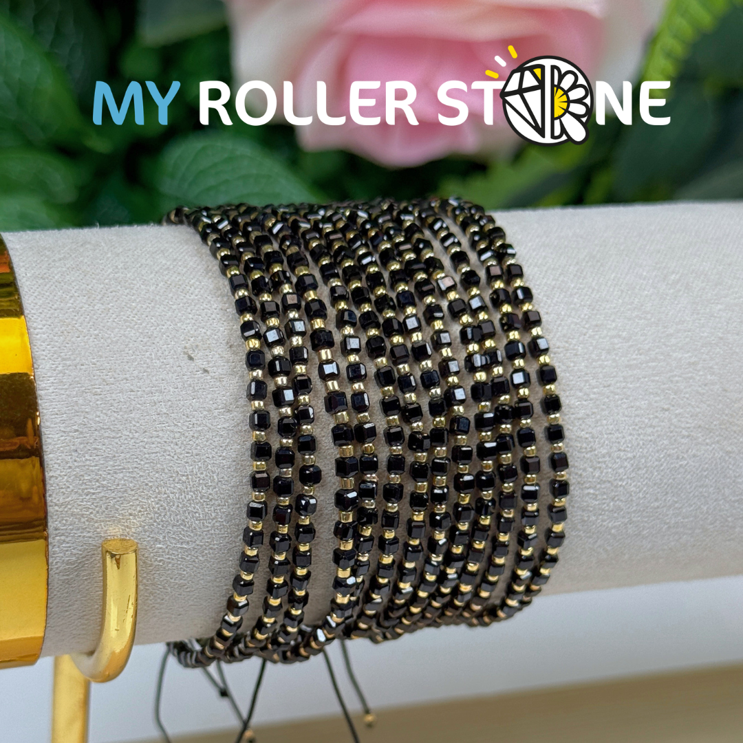 Bracelet Ajustable Spinelle Noir