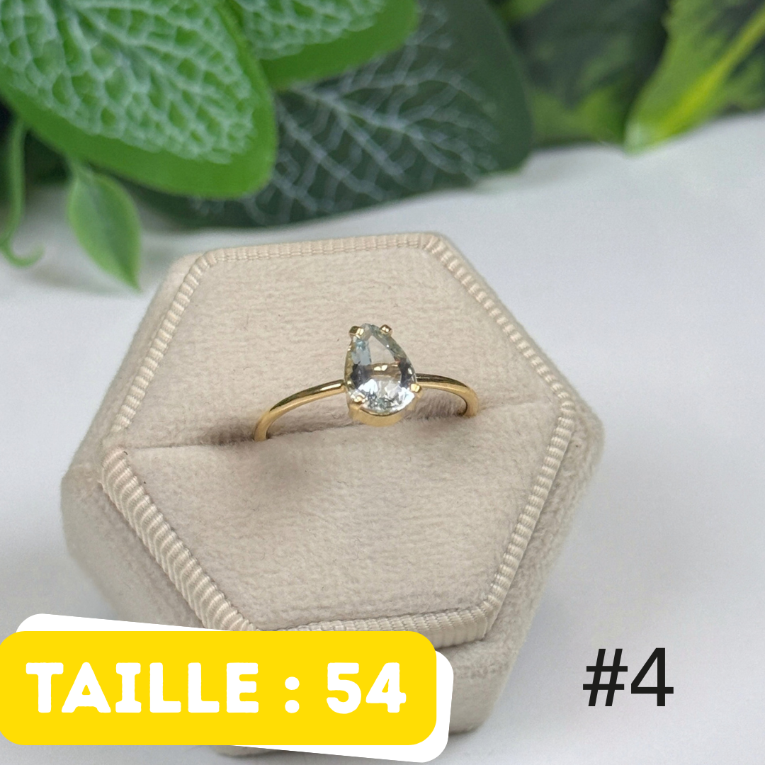 Bague Aigue-Marine facettée Argent 925 Plaqué Or #4