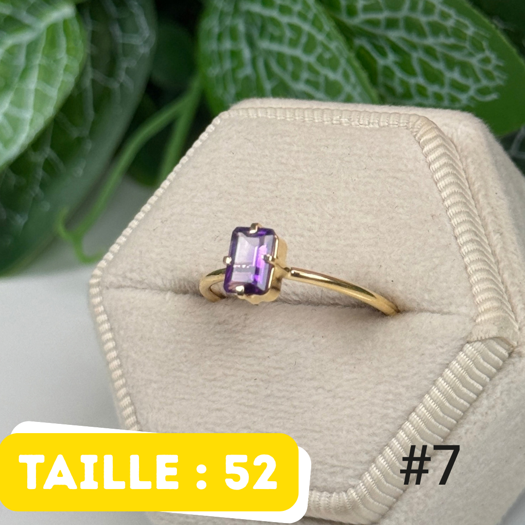 Bague 925 Améthyste Argent 925 Plaqué Or #7