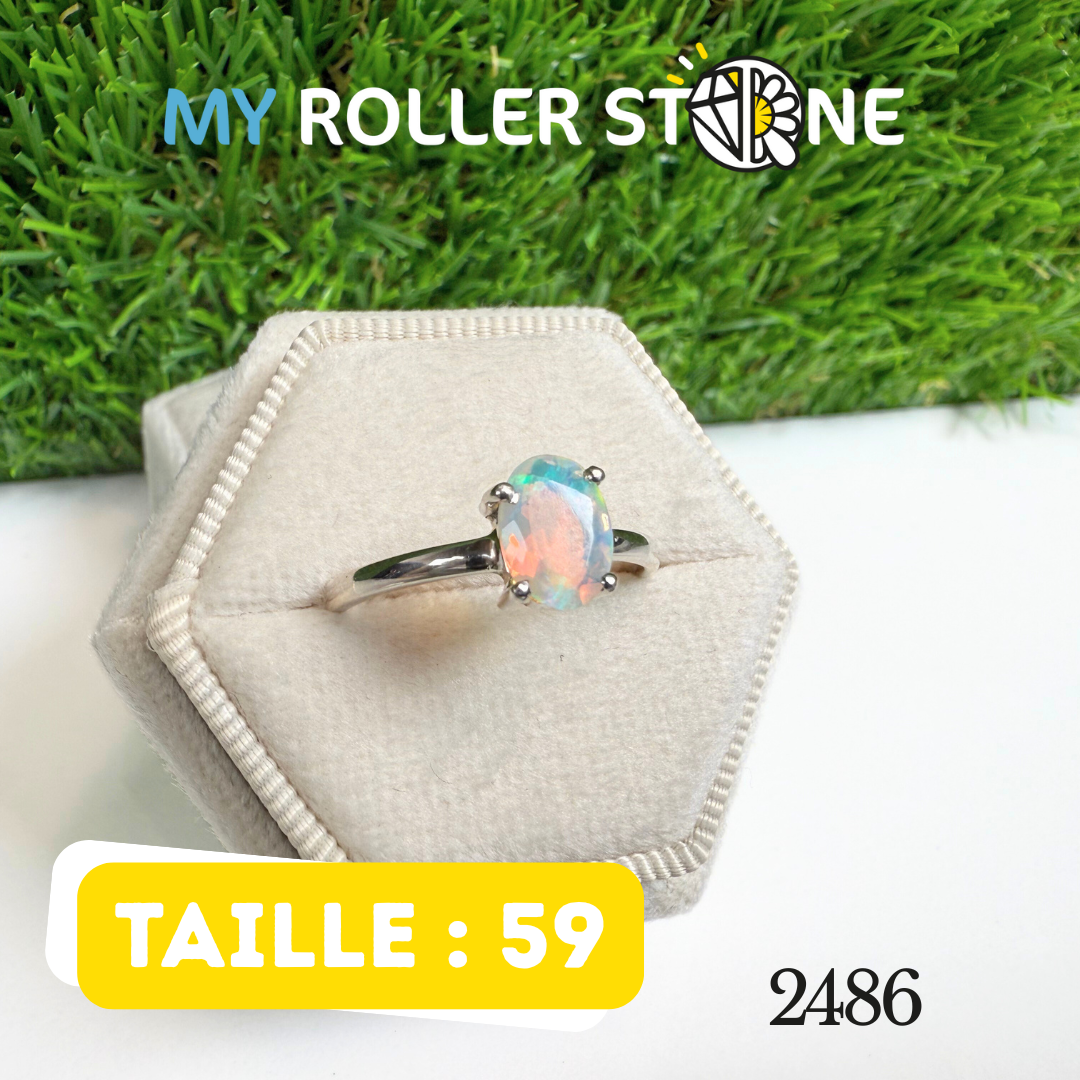 Bague Opale Éthiopienne Ovale Facettée (EOFR2486)