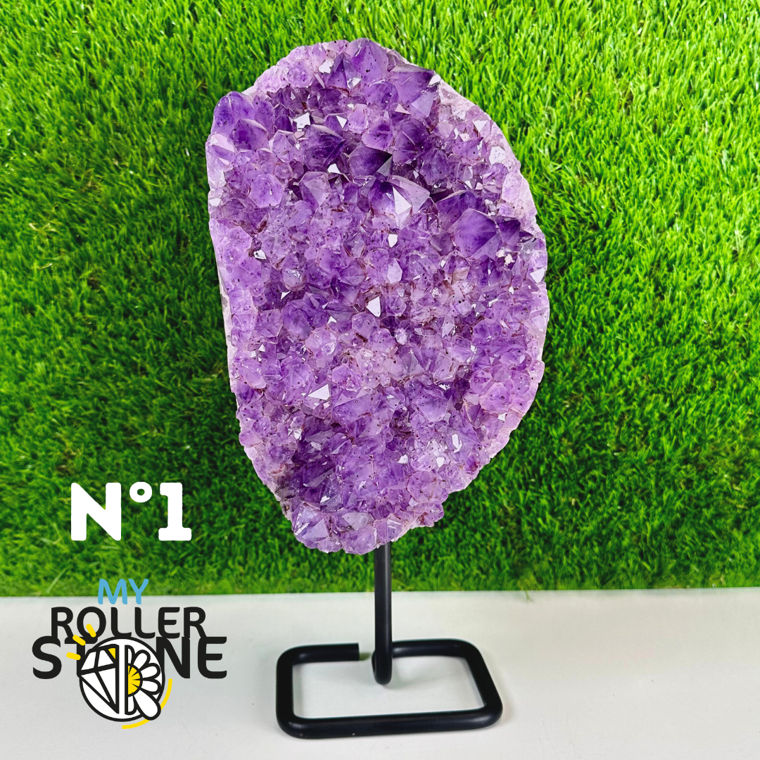 Géode Améthyste sur support métal noir #1