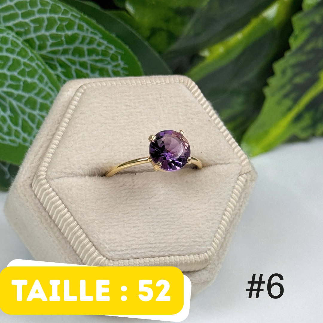Bague 925 Améthyste Argent 925 Plaqué Or #6