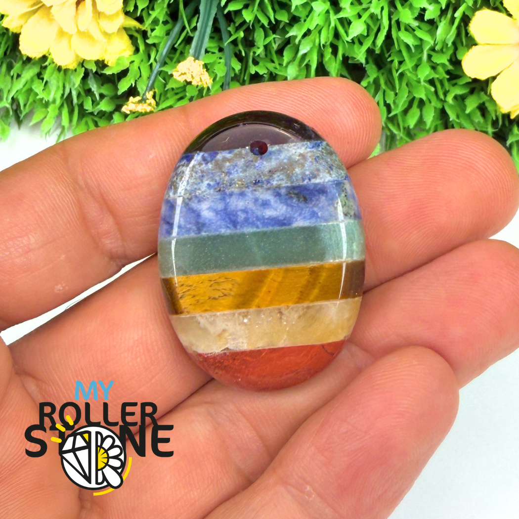 Pendentif 7 chakras ovalisé