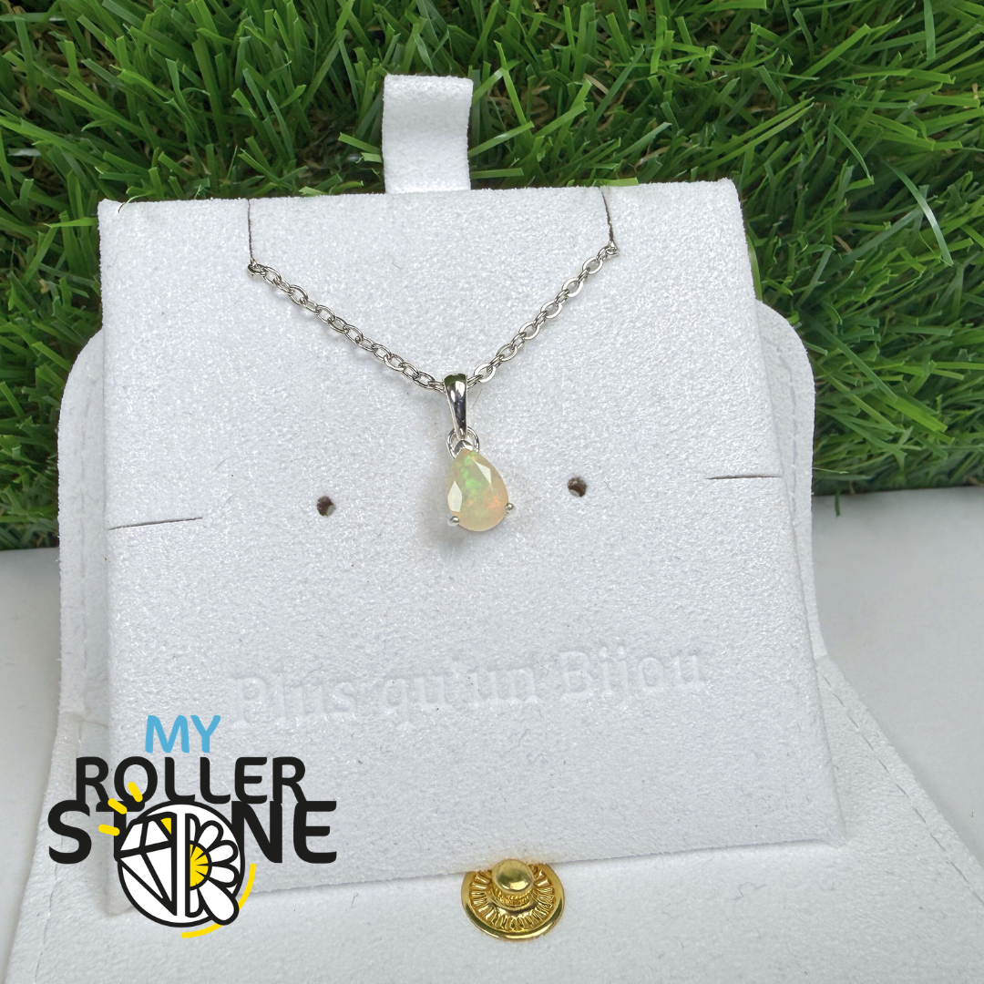 Pendentif Solitaire Opale Éthiopienne Poire