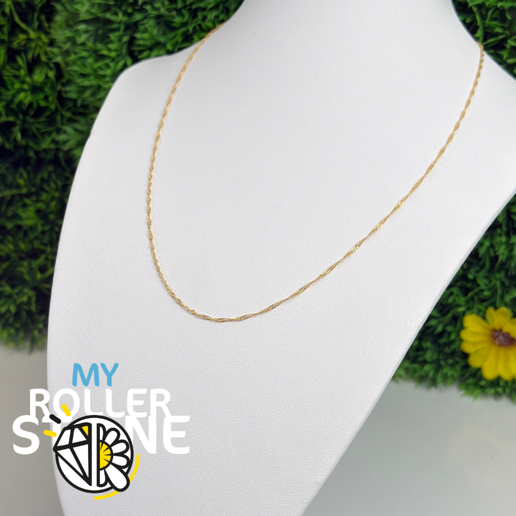 Chaîne en argent sterling 925, maille Singapour Plaqué Or