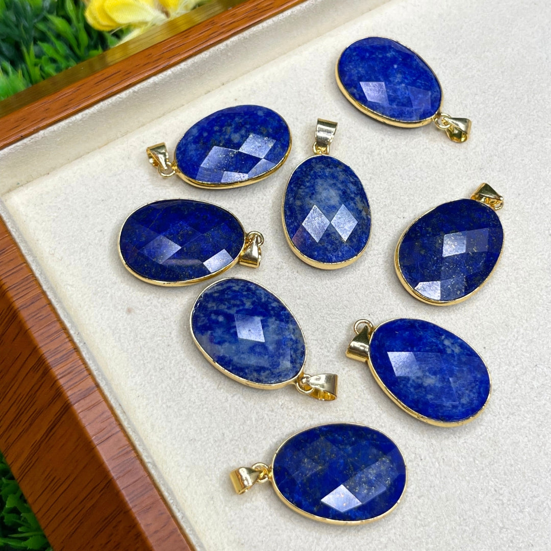 Pendentif Oval Doré Lapis Lazuli