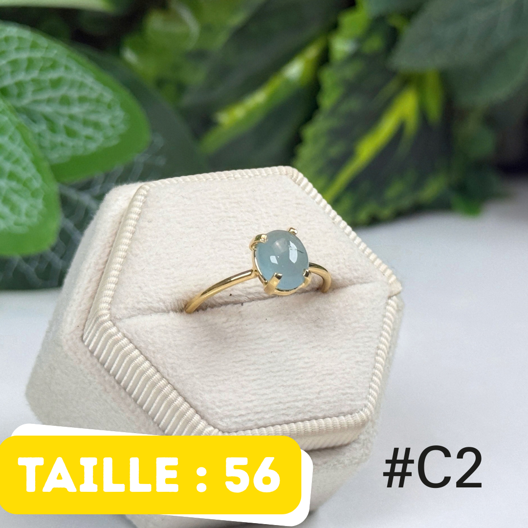 Bague Aigue-Marine Argent 925 Plaqué Or #C2