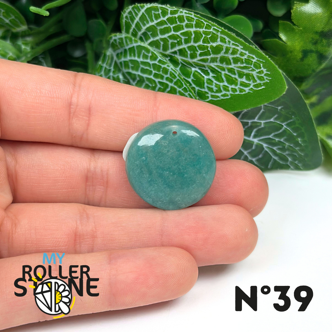 Pendentif Percé Rond Amazonite Bleue 5A