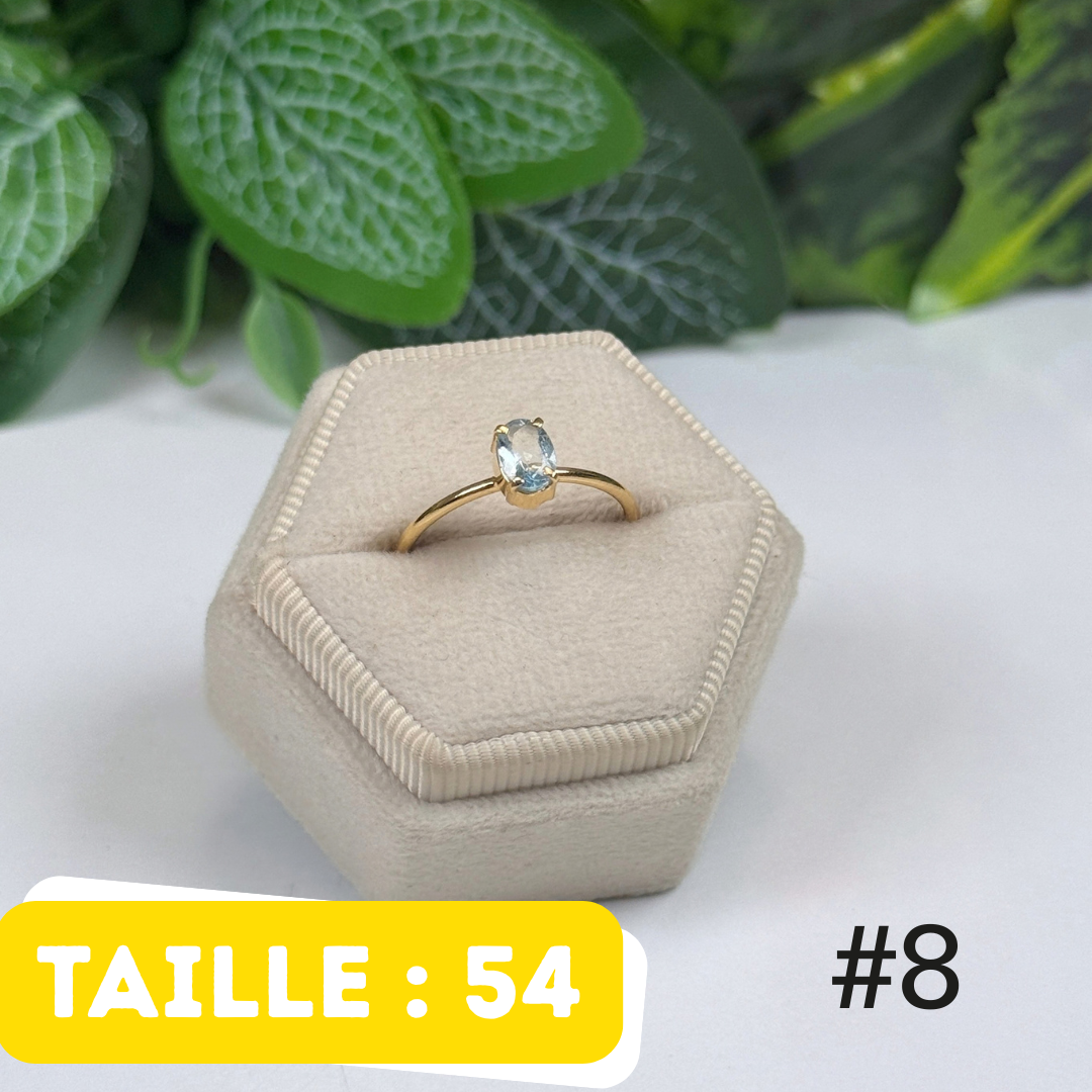 Bague Aigue-Marine facettée Argent 925 Plaqué Or #8