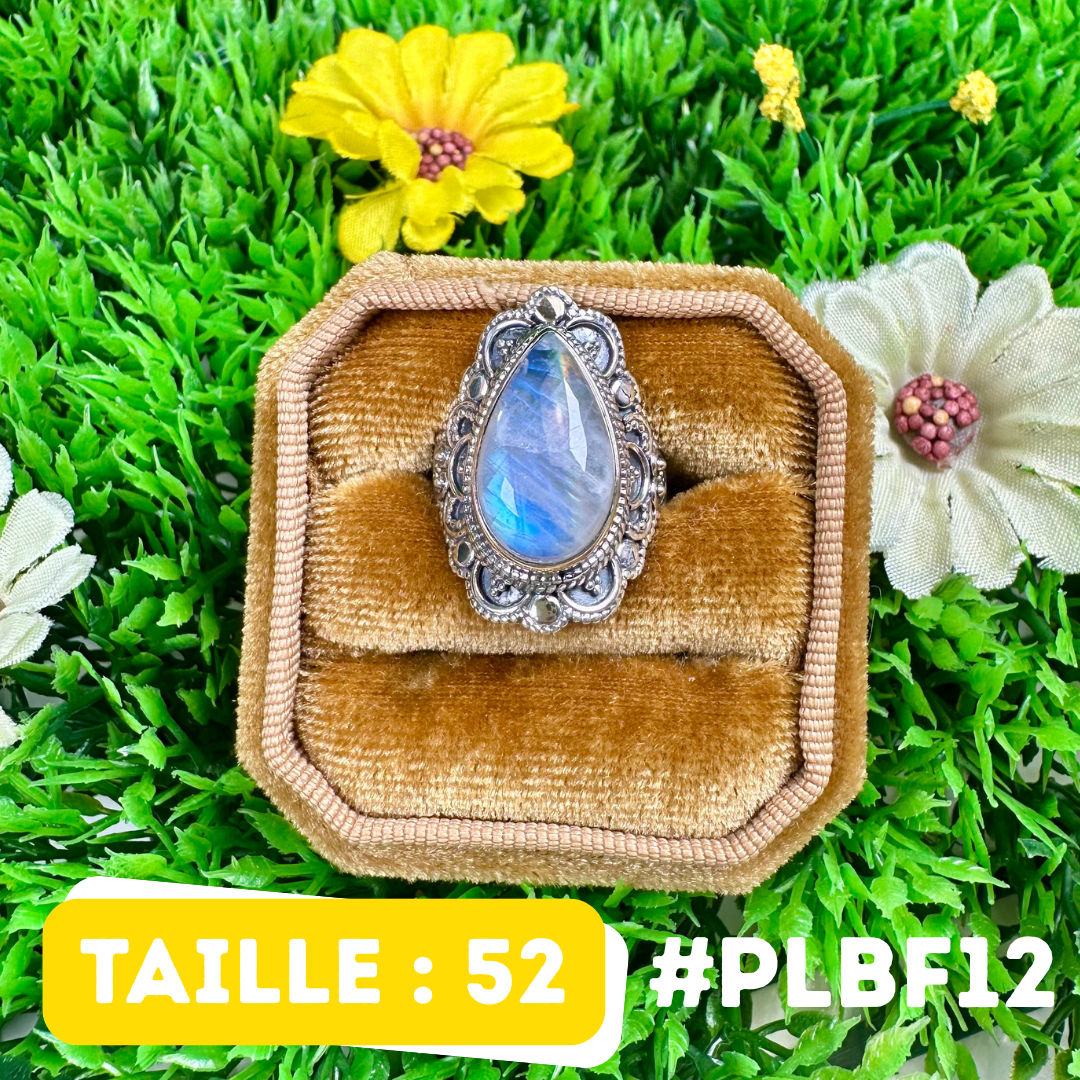 Bague Pierre de Lune Blue Fire #PLBF12