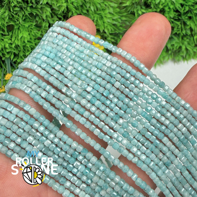 Perle Cubique Facettée Amazonite