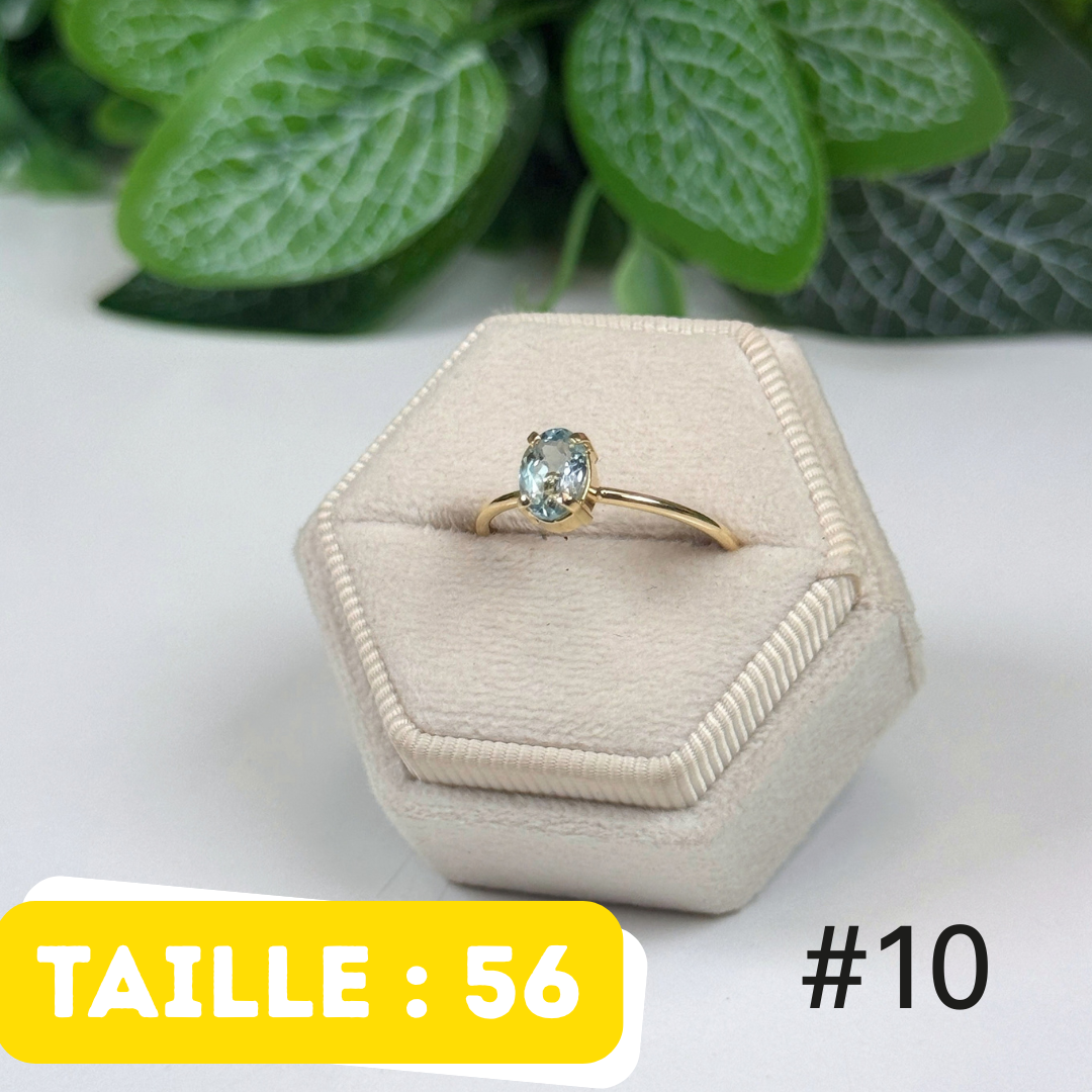 Bague Aigue-Marine facettée Argent 925 Plaqué Or #10