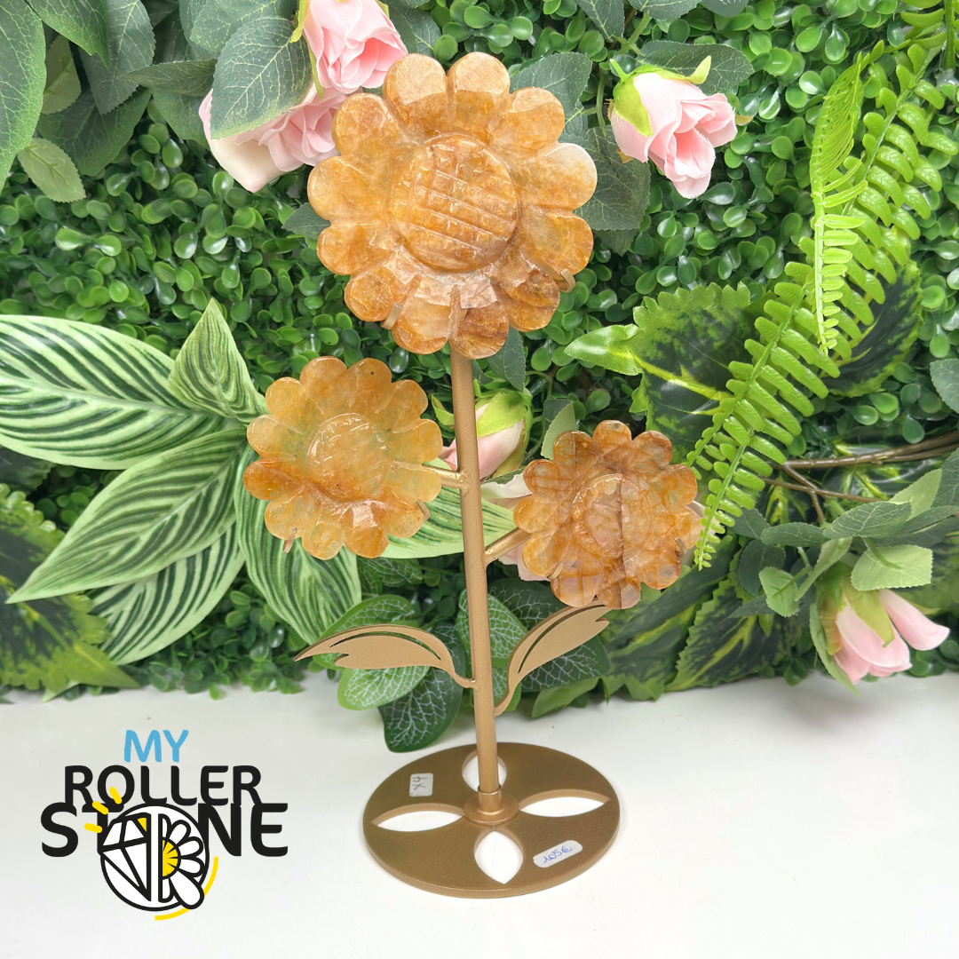 Fleur sur socle en Topaze