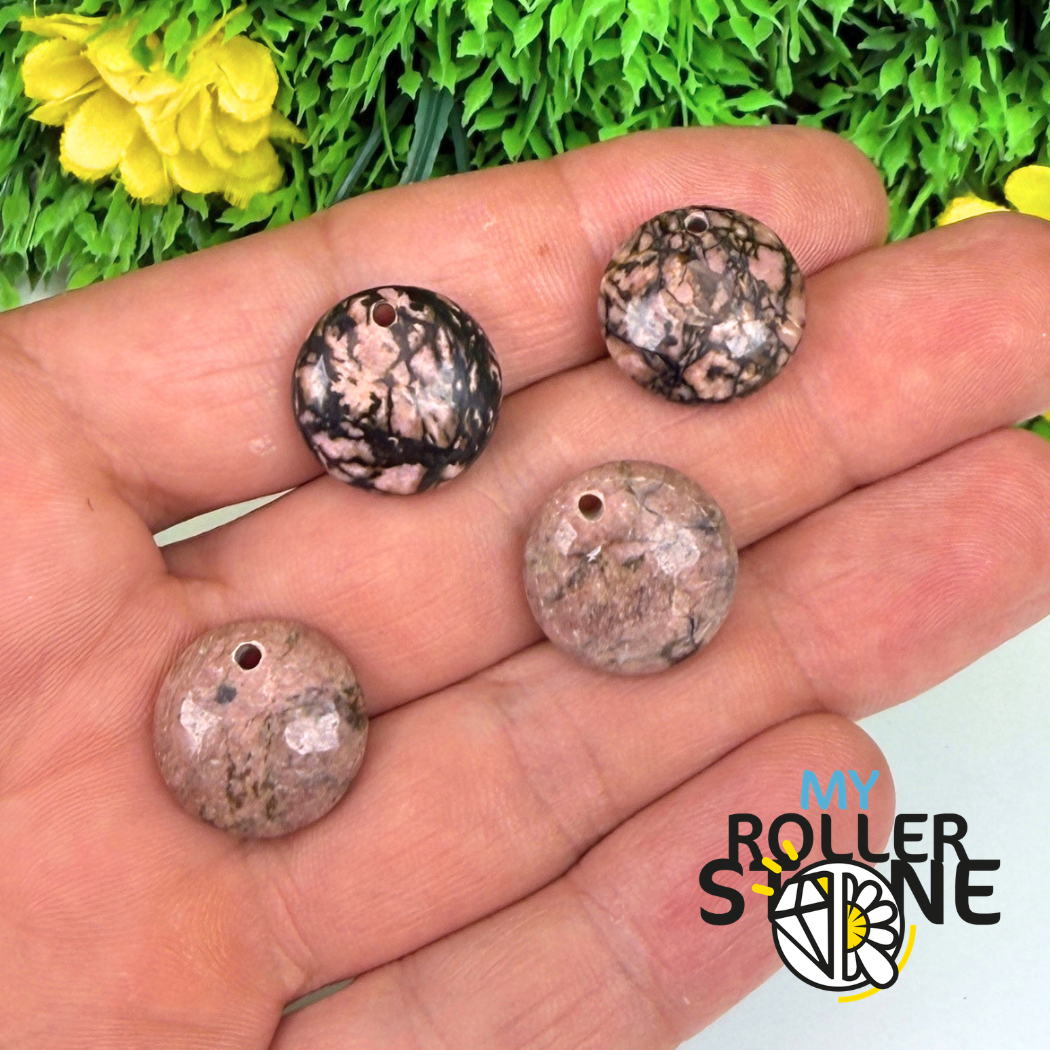 Pendentif rond Rhodonite