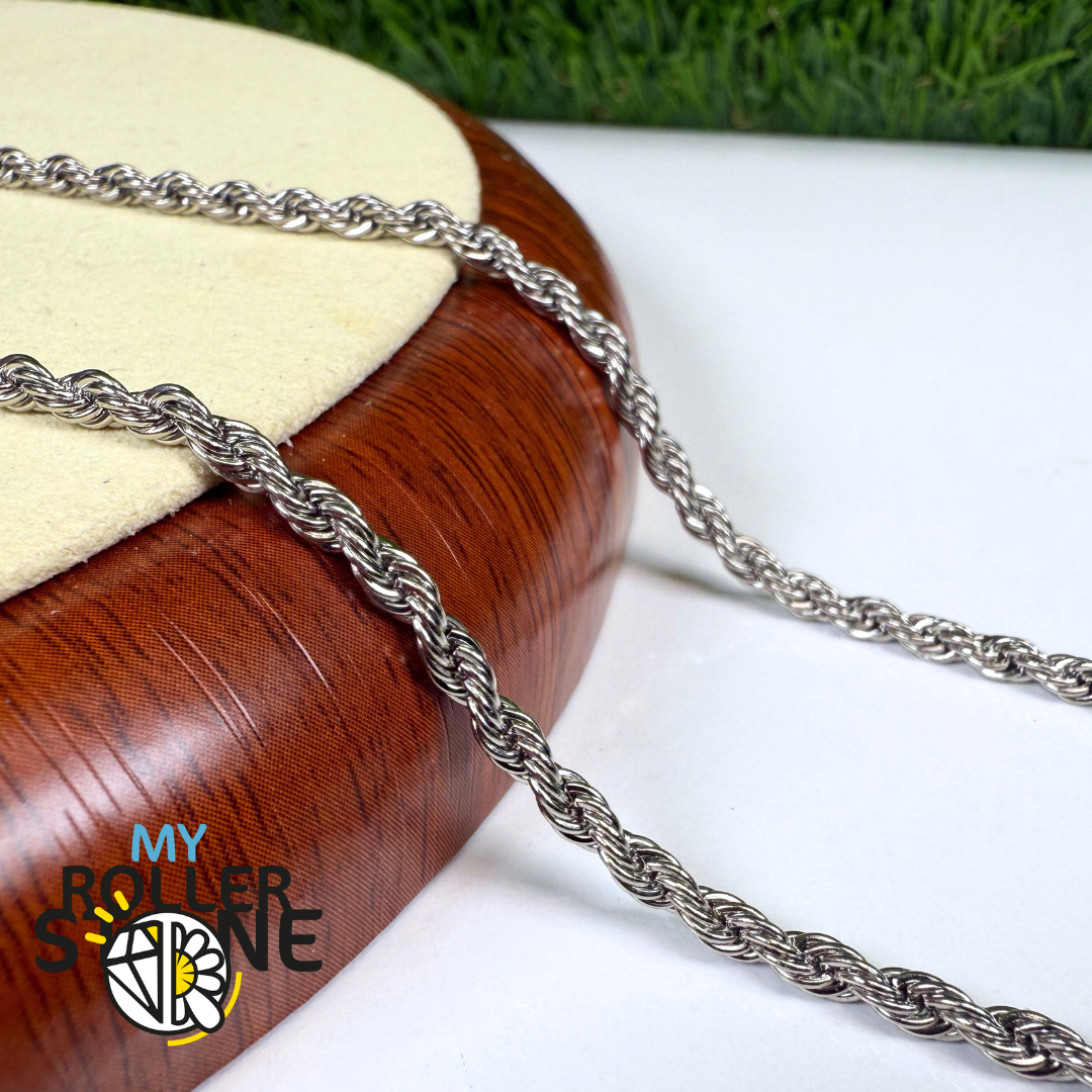 Chaîne Maille Corde Argentée en Acier Inoxydable