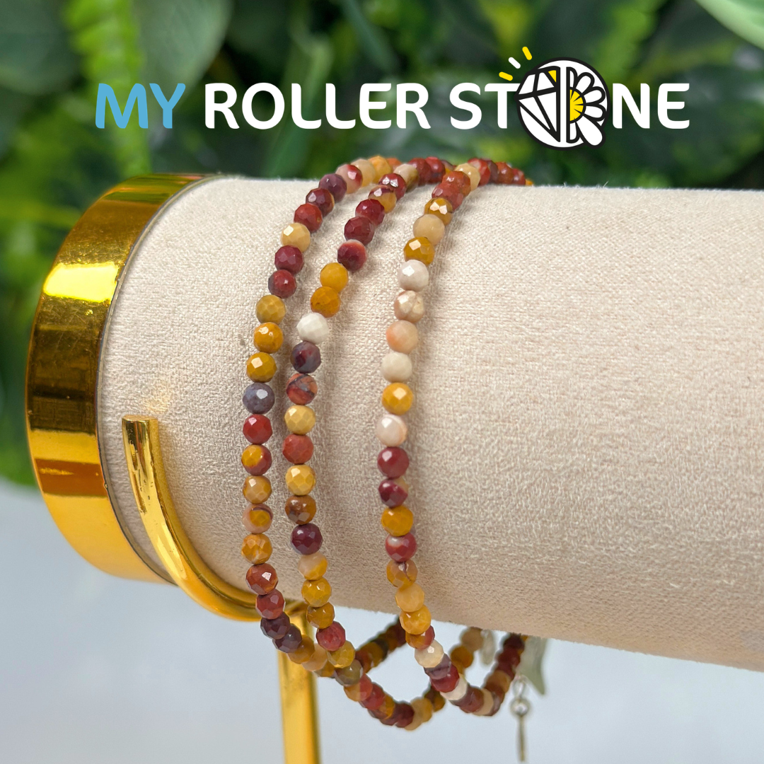 Bracelet Jaspe Mookaïte fermoir Argent