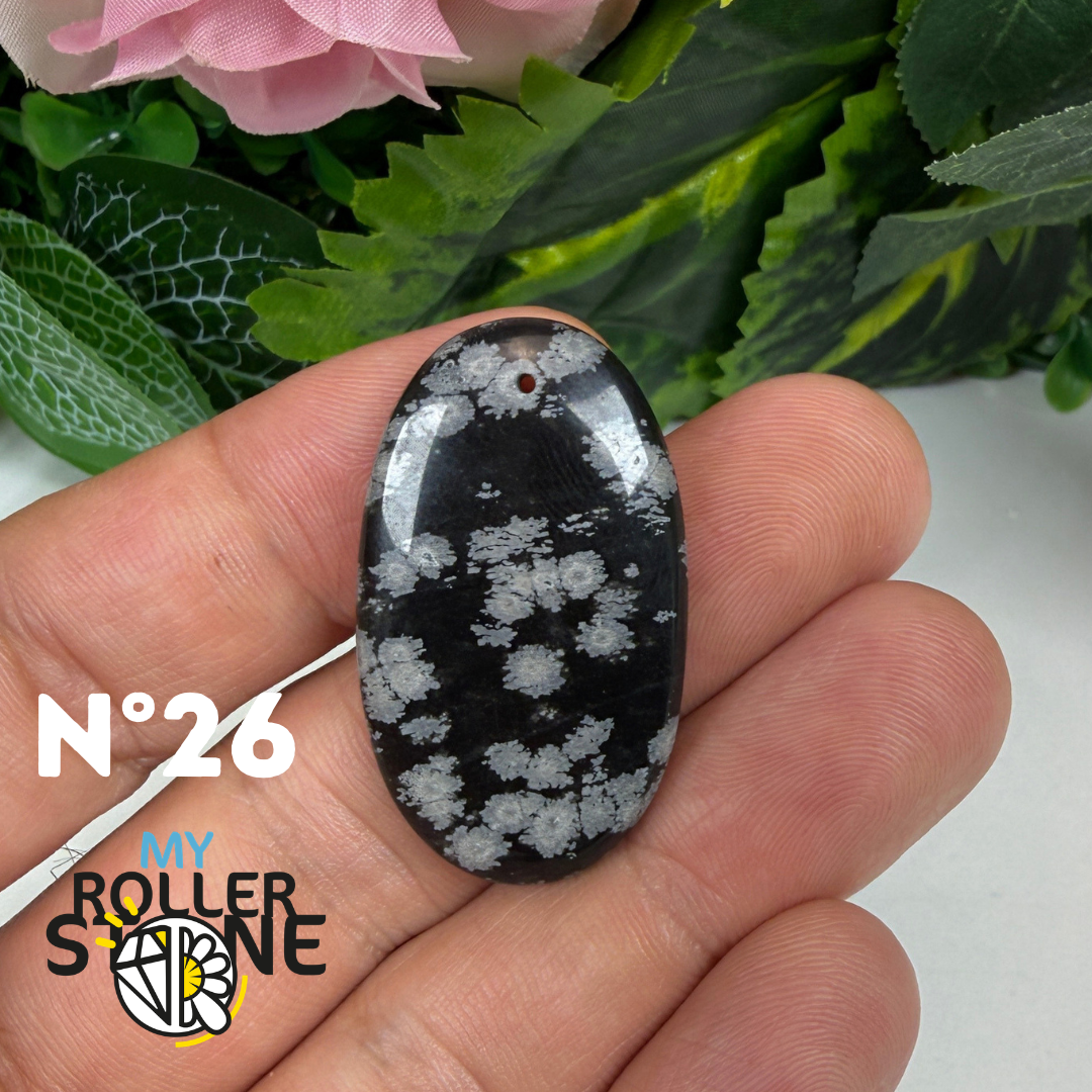 Pendentif Obsidienne flocon de neige 5A percé