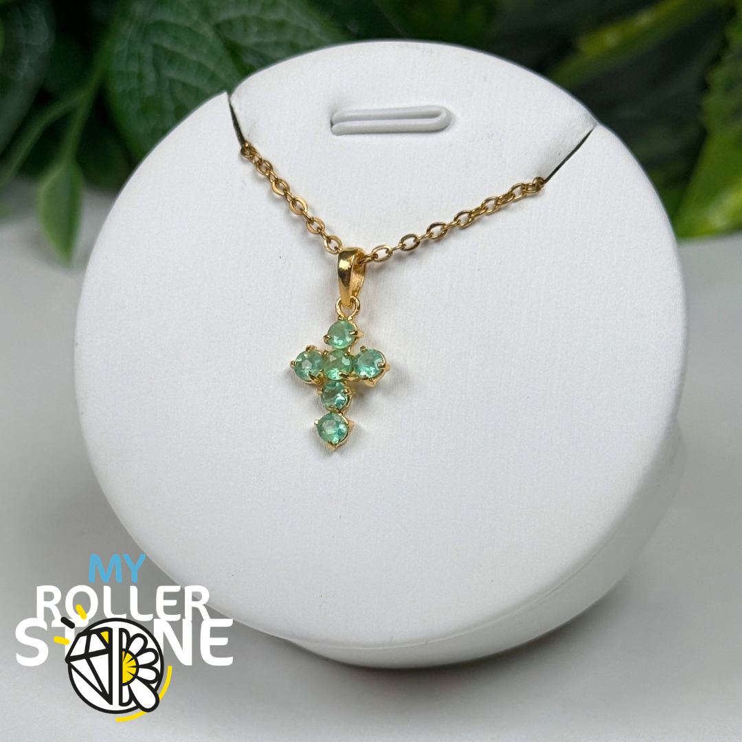 Pendentif en Émeraude Croix Argent 925