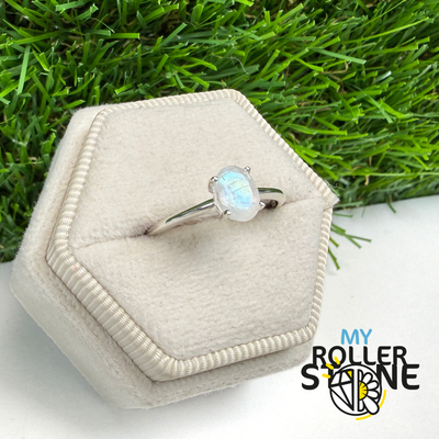 Bague Solitaire Pierre de Lune Ovale (4 tailles)