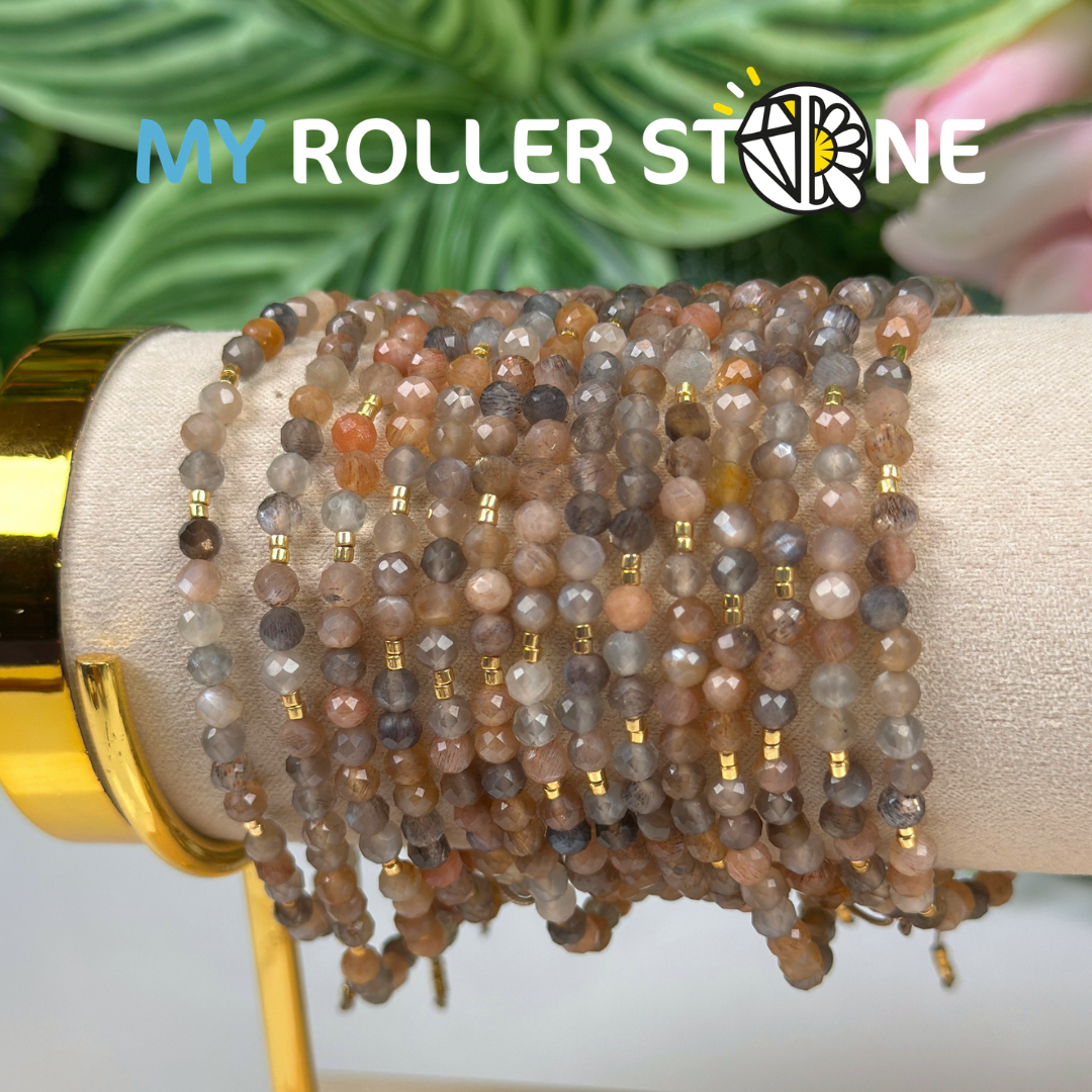 Bracelet Ajustable Mix Pierre de Lune et Pierre du Soleil
