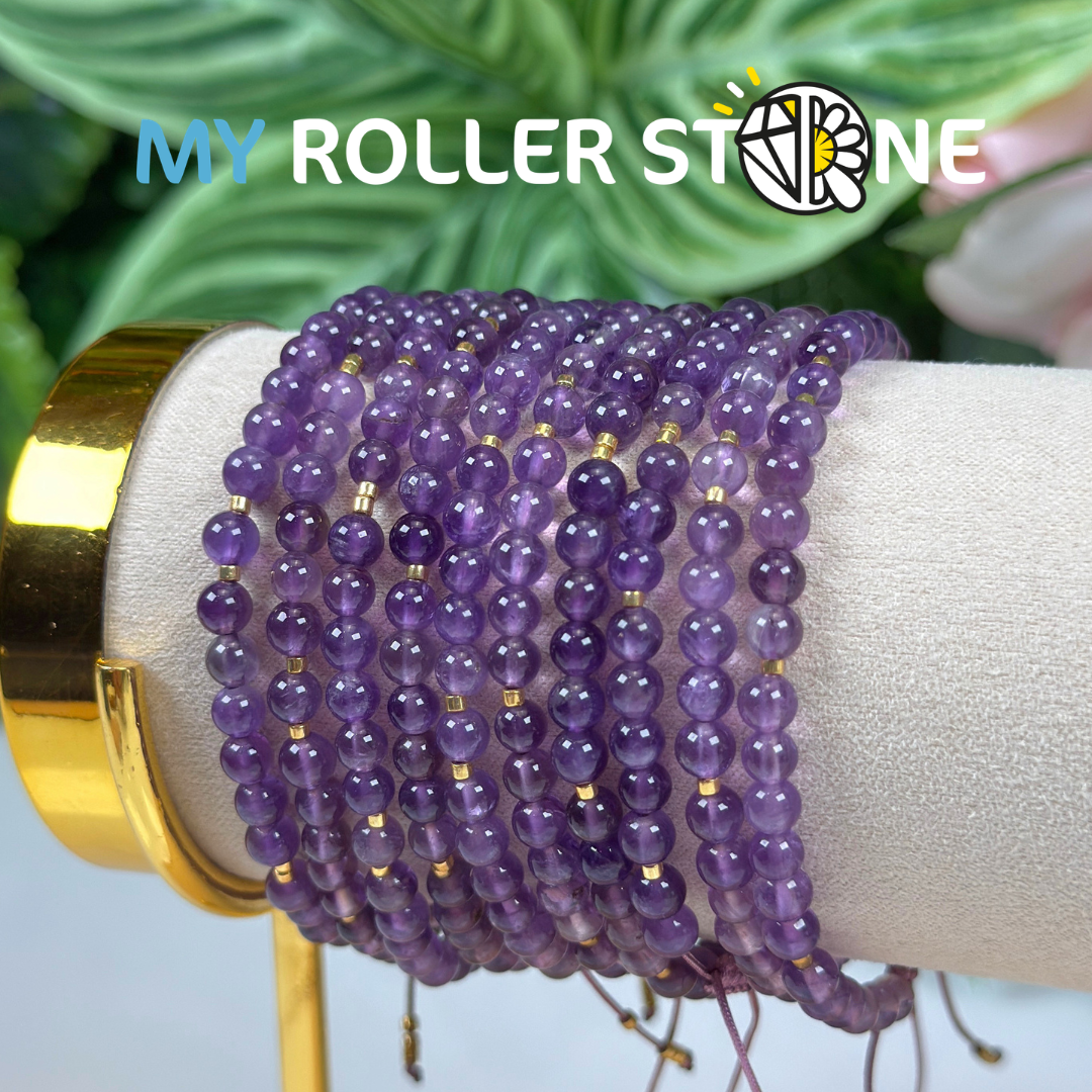 Bracelet Ajustable Améthyste et Miyuki