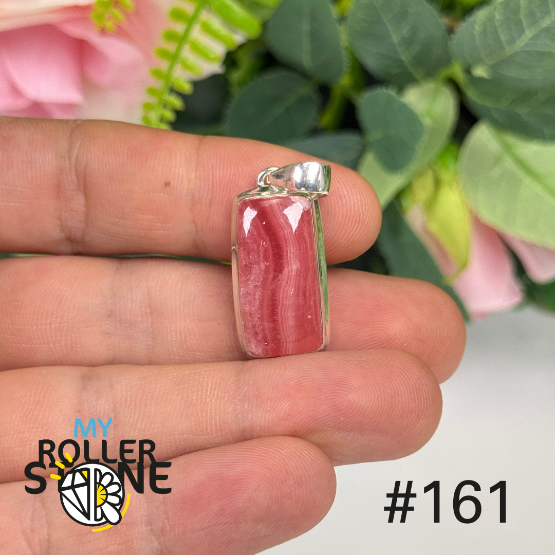 Pendentif argent 925 rhodochrosite translucide #P161