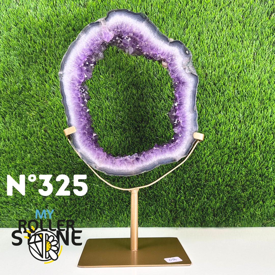 Tranche d'Améthyste sur support métal #325