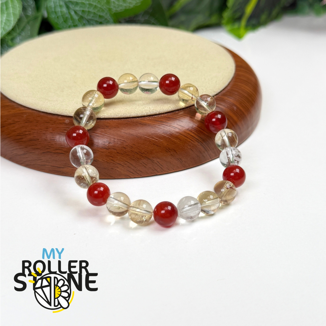 Bracelet Chemin de Vie 3 – Citrine, Cornaline & Cristal de roche