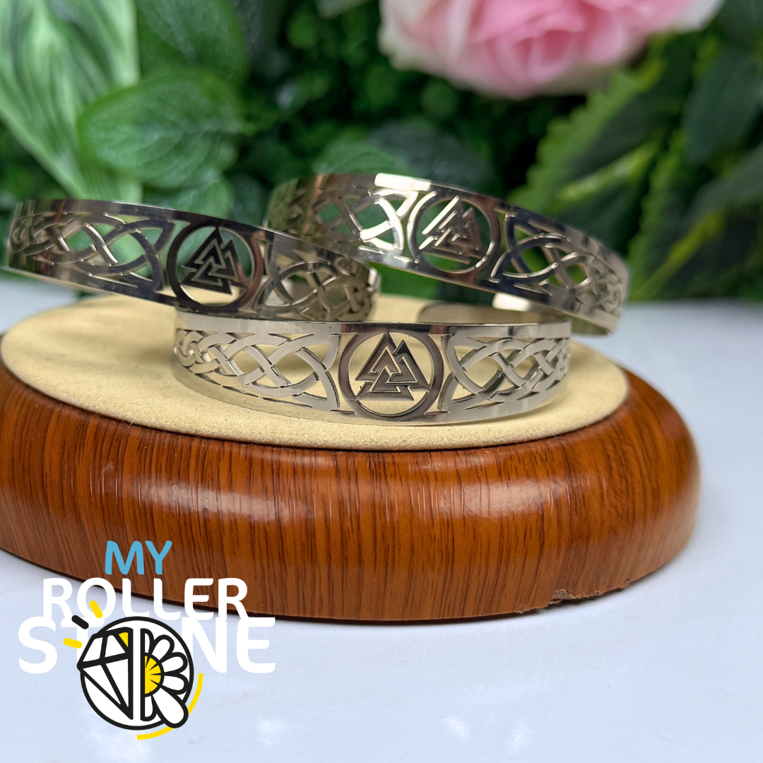 Bracelet Manchette Viking Valknut Argenté