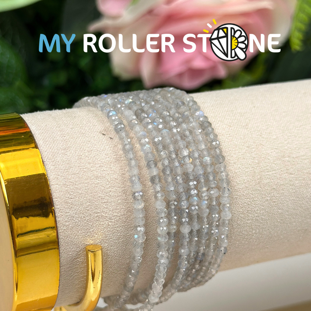 Bracelet Labradorite perle facettée avec Fermoir Argent 925