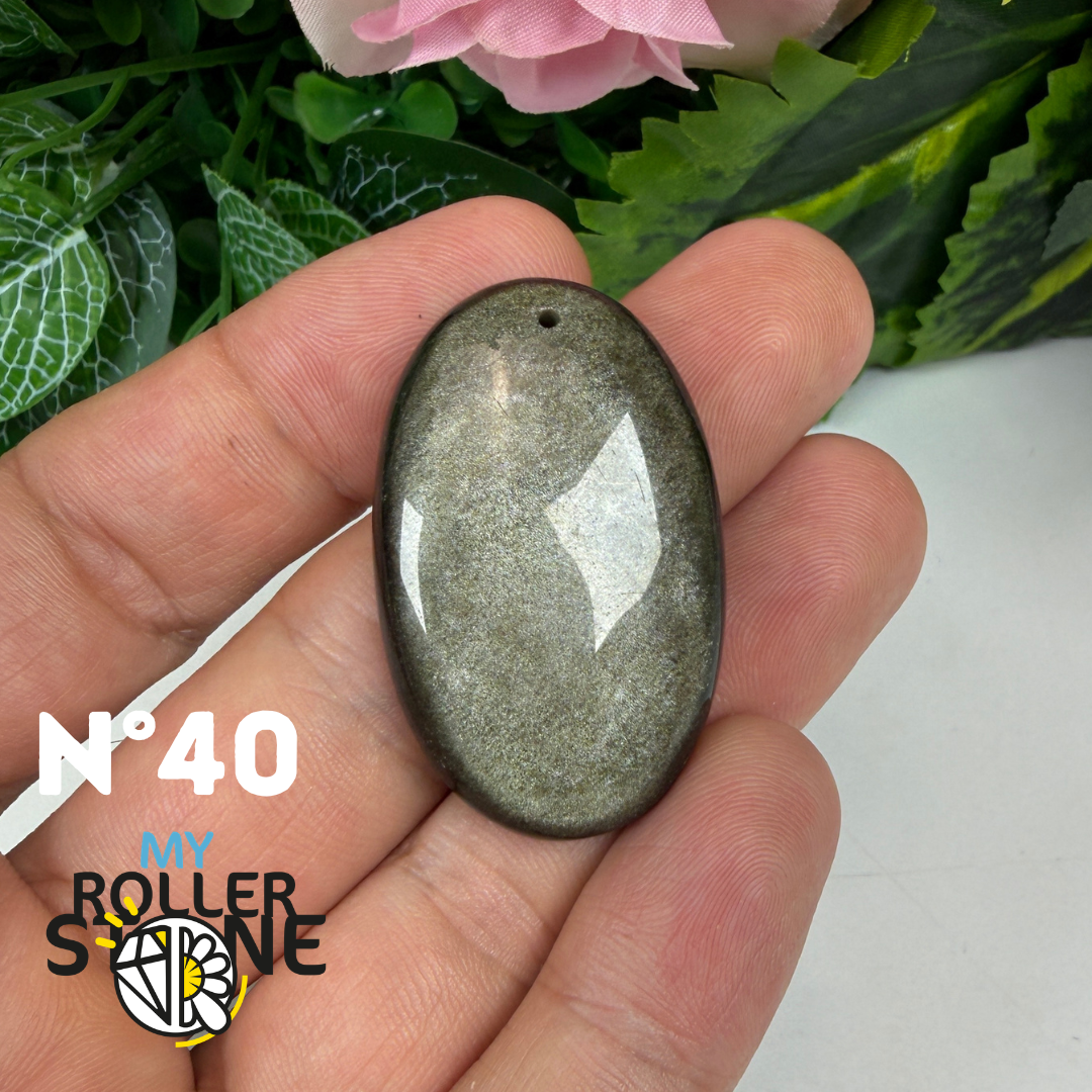 Pendentif Obsidienne dorée 5A percé