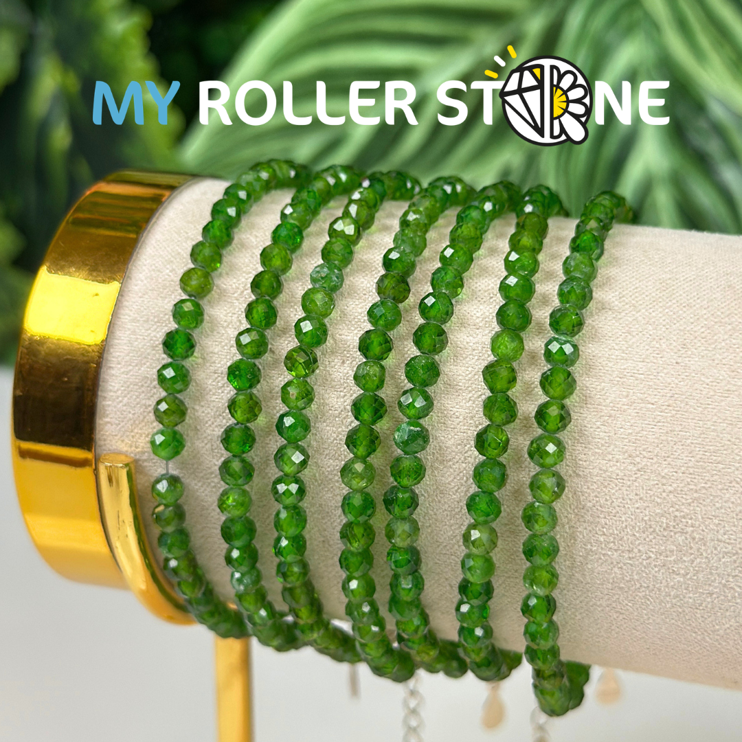 Bracelet Diopside facettée avec Fermoir Argent